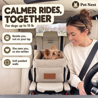 Console Dog Car Seat for Dogs up to 15 lb
