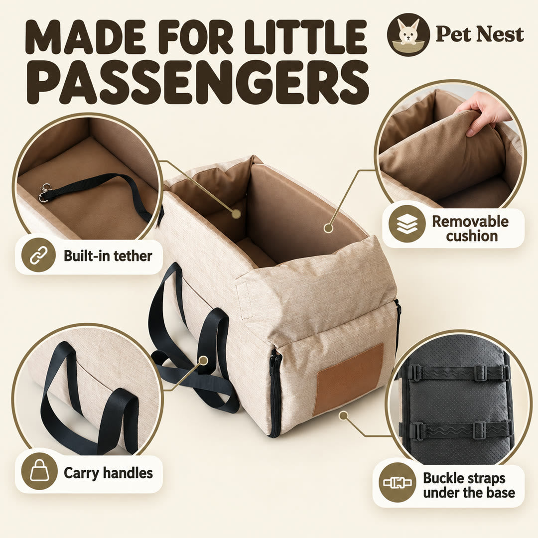 Console Dog Car Seat for Dogs up to 15 lb