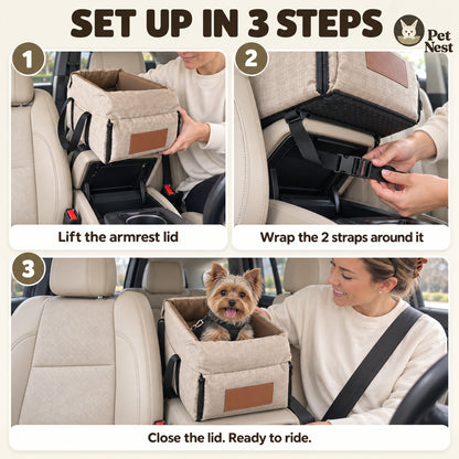 Console Dog Car Seat for Dogs up to 15 lb