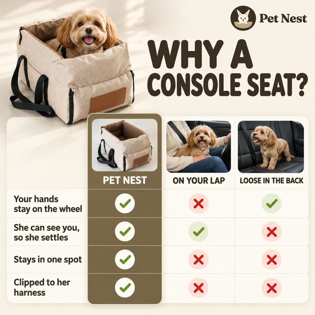 Console Dog Car Seat for Dogs up to 15 lb